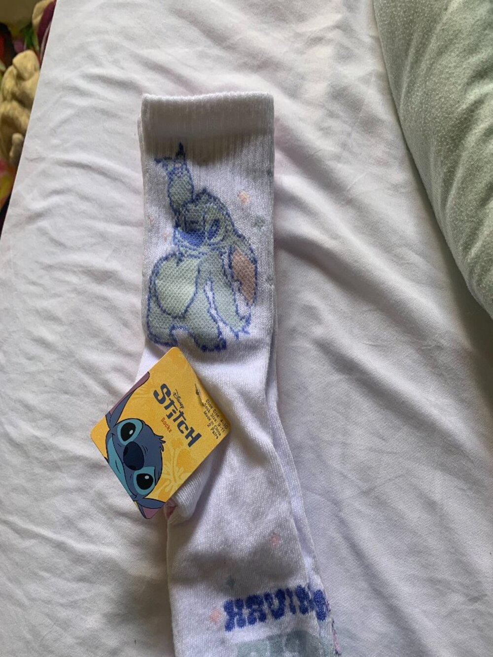 Disney Stitch Crew Socks White & Pink - NWT